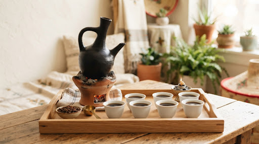 Coffee ceremony from the Feleg app design